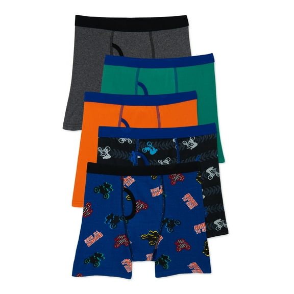 Wonder Nation Boys Cotton Boxer Brief Underwear, 5-Pack, Sizes S-XL