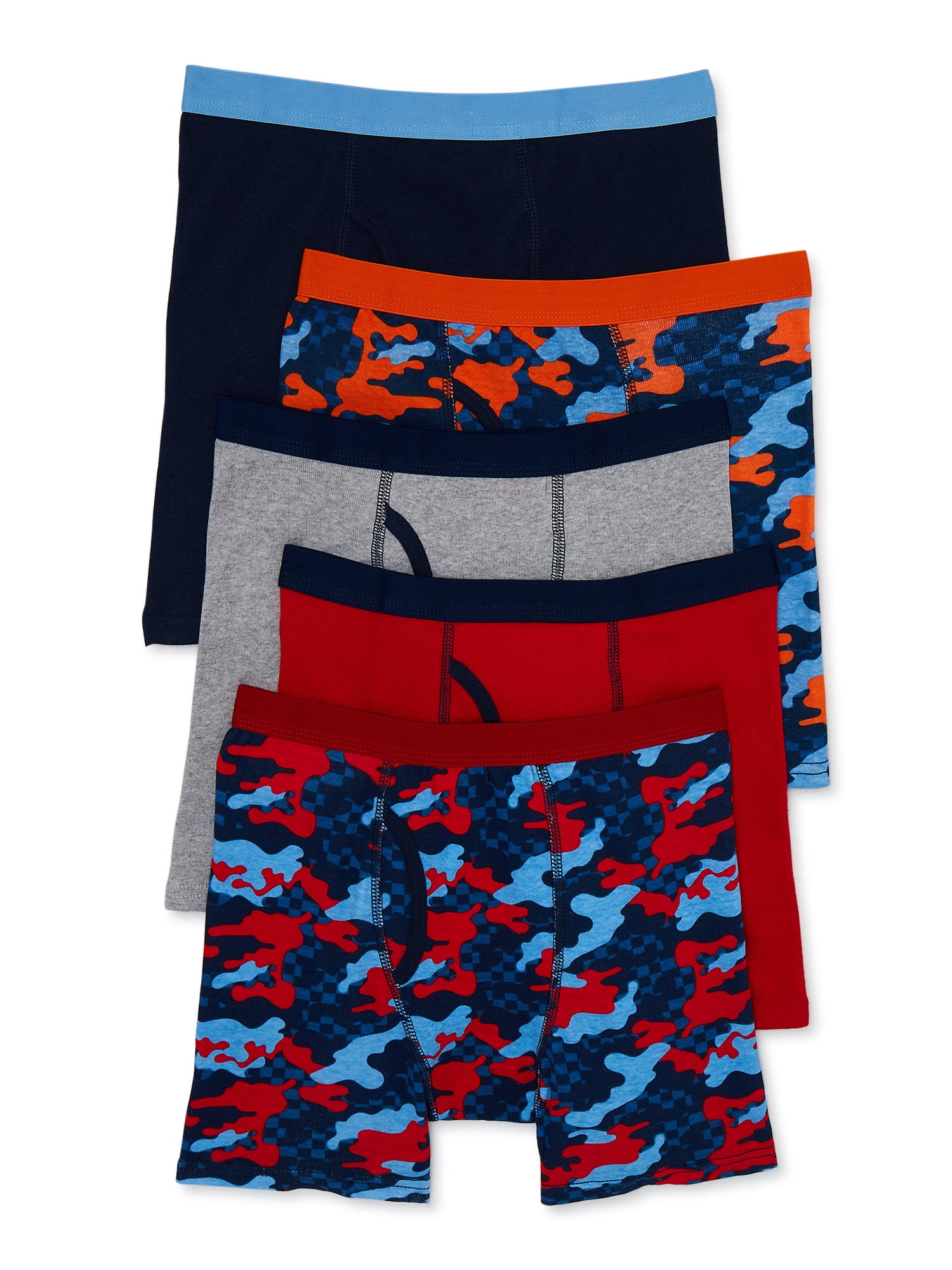 Wonder Nation Boys Cotton Boxer Brief Underwear, 5-Pack, Sizes S-XL