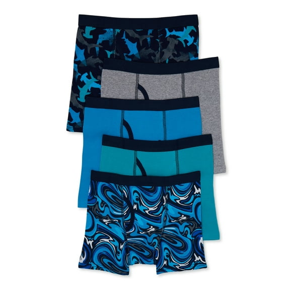Wonder Nation Boys Cotton Boxer Brief Underwear, 5-Pack, Sizes S-XL