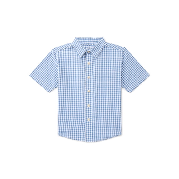Wonder Nation Boys Cotton Button Down Shirt with Short Sleeves, Sizes 4/5-18 & Husky
