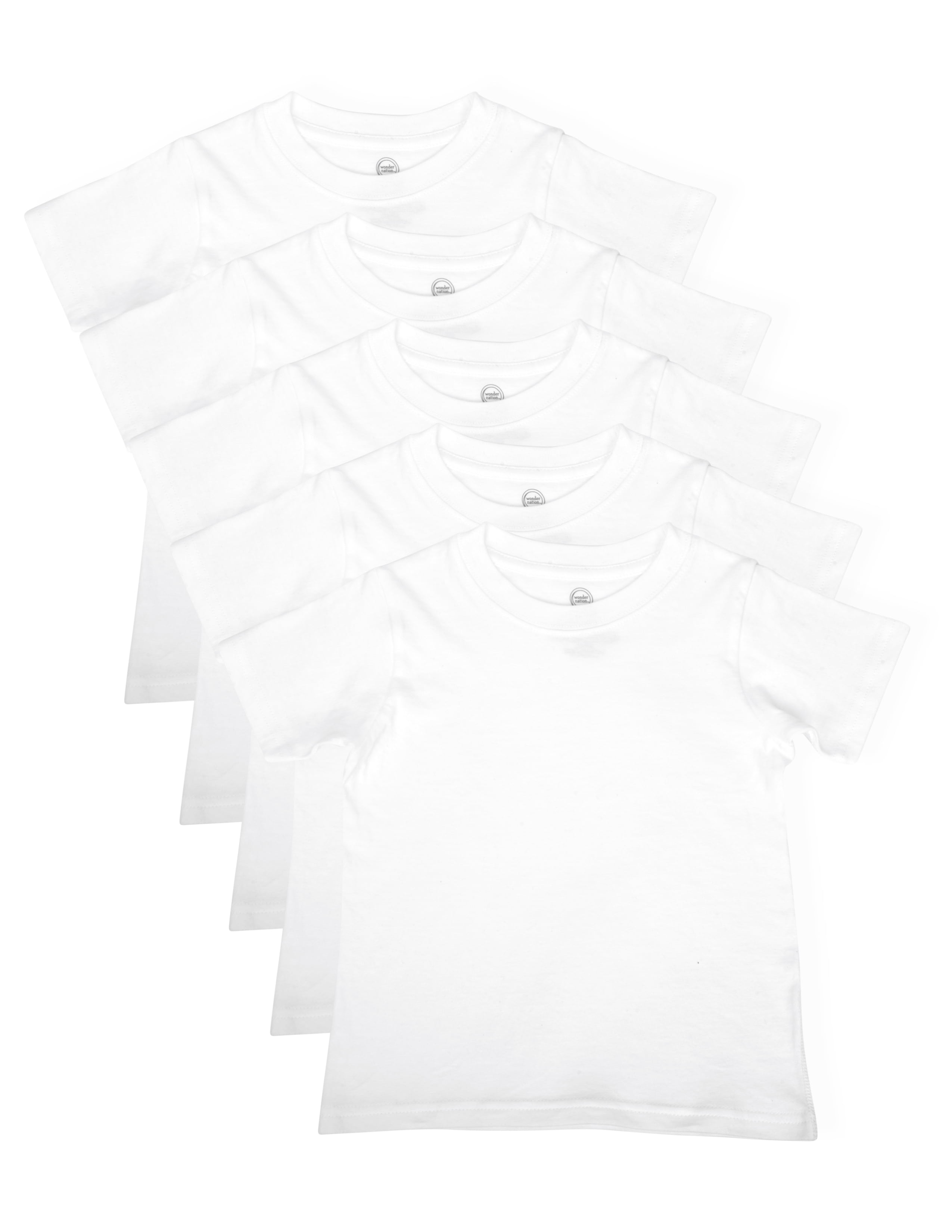 Wonder Nation Boys Cotton Crewneck Undershirt, 5-Pack, Sizes 6-18 & Husky