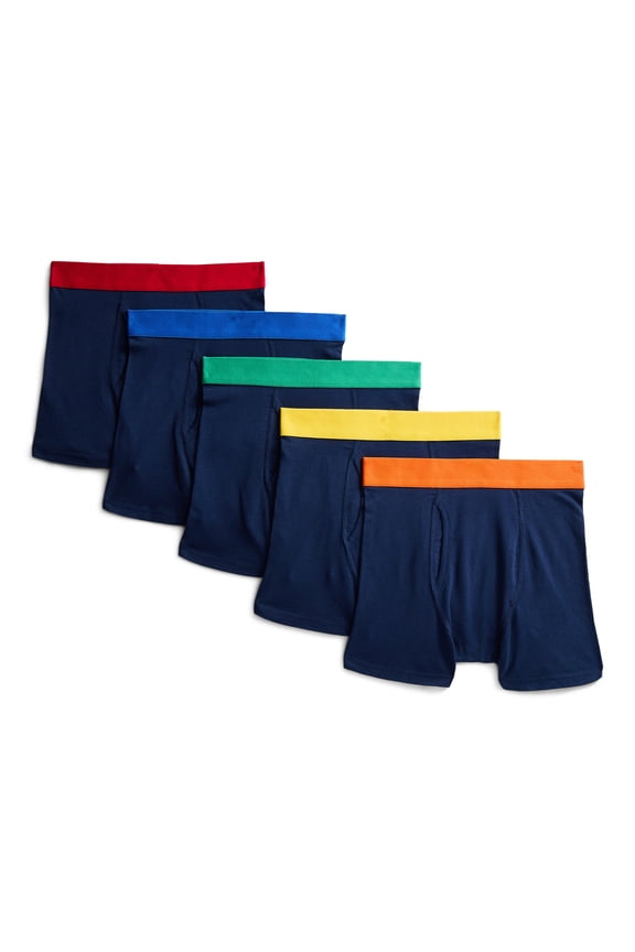 Boys Underwear Stretch Cotton Blend Boxer Briefs, 5-Pack, Sizes S-XL