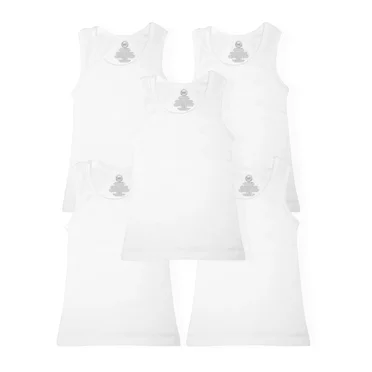 Wonder Nation Boys Cotton Tank Top Undershirt, 5-Pack, Sizes S-XXL & Husky