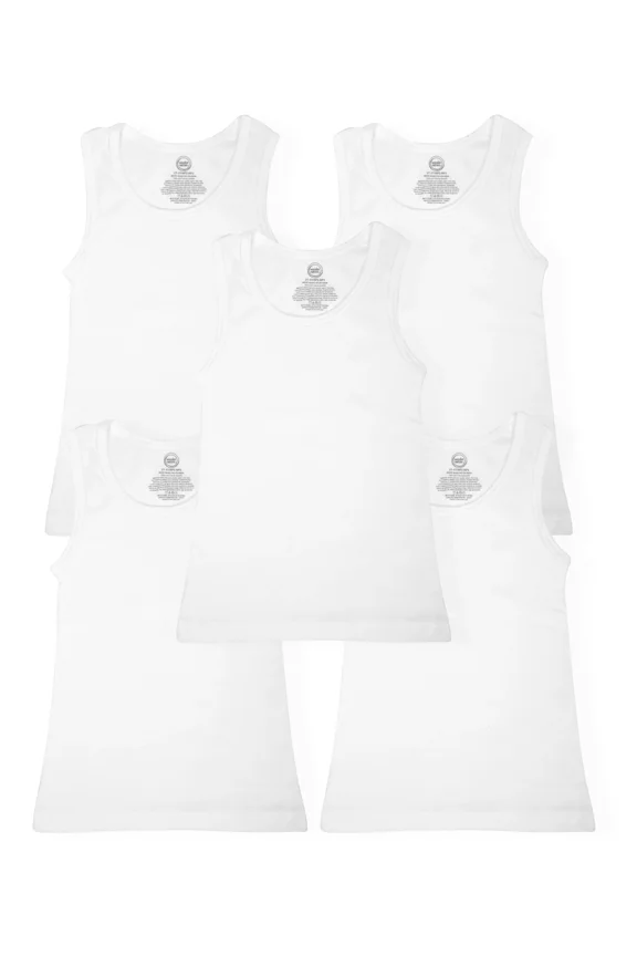 Boys Cotton Tank Top Undershirt, 5-Pack, Sizes S-XXL & Husky