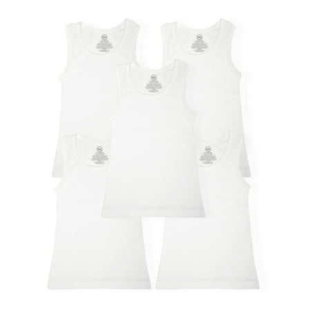 Wonder Nation Boys Cotton Tank Top Undershirt, 5-Pack, Sizes S-XXL & Husky