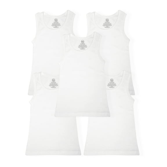 Wonder Nation Boys Cotton Tank Top Undershirt, 5-Pack, Sizes S-XXL & Husky