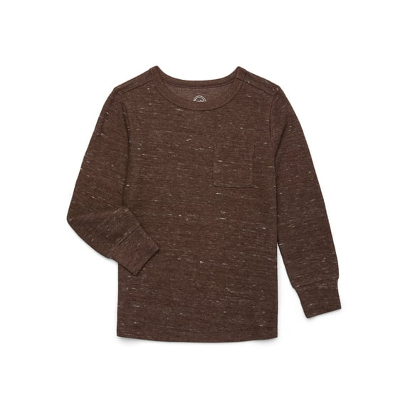 Wonder Nation Boys Cozy Pocket Tee with Long Sleeves, Sizes 4-18 & Husky