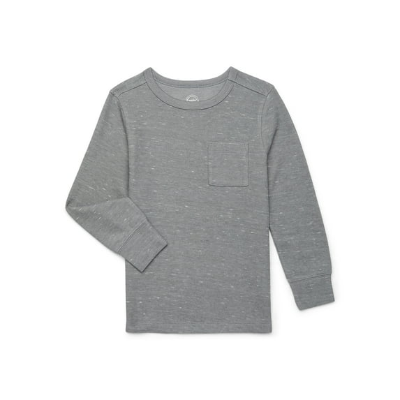 Wonder Nation Boys Long Sleeve Cozy Pocket T-Shirt, Sizes 4-18 & Husky