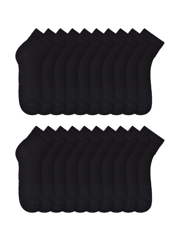 Boys Cushioned Ankle Socks, 10 Pack, Sizes S (4-8.5) - L (3-9)