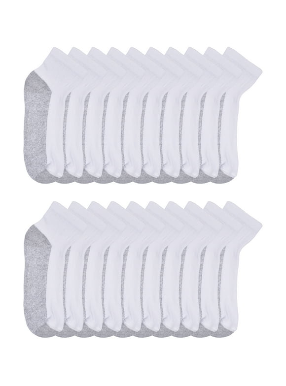 Boys Cushioned Ankle Socks, 10 Pack, Sizes S (4-8.5) - L (3-9)