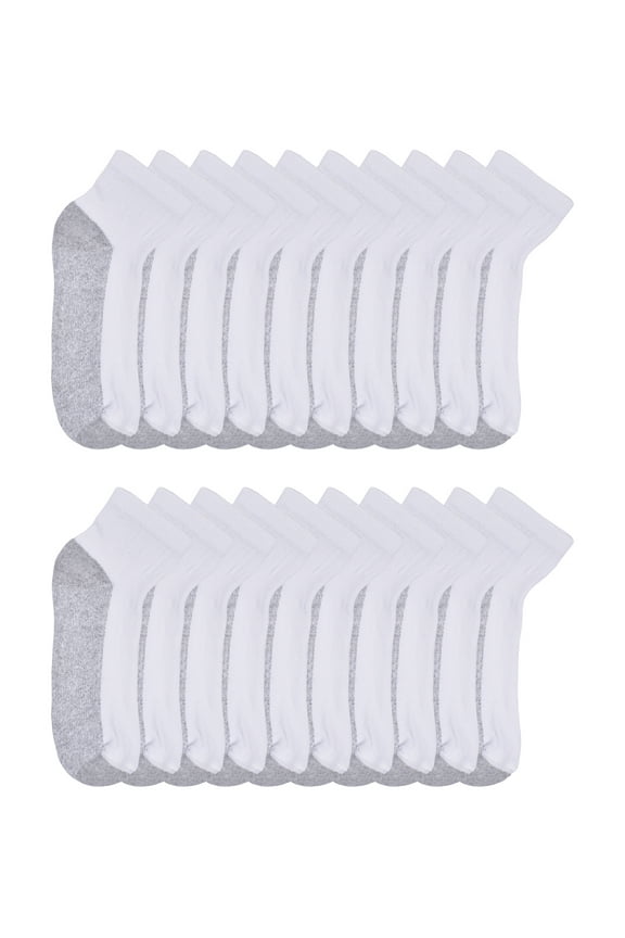 Boys Cushioned Ankle Socks, 10 Pack, Sizes S (4-8.5) - L (3-9)