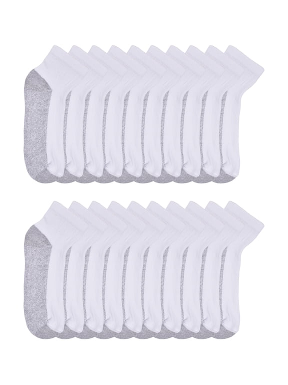 Boys Cushioned Ankle Socks, 10 Pack, Sizes S (4-8.5) - L (3-9)