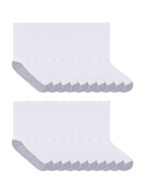 Boys Cushioned Crew Socks, 10-Pack Sizes S (4-8.5) - L (3-9)