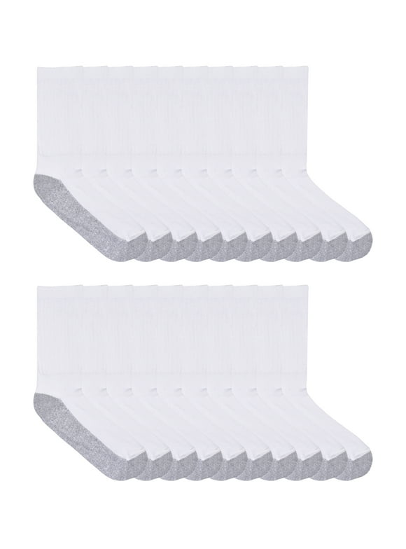 Boys Cushioned Crew Socks, 10-Pack Sizes S (4-8.5) - L (3-9)