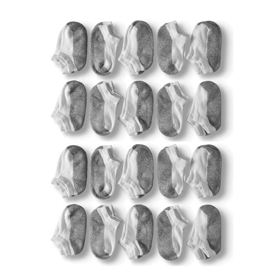 Wonder Nation Boys Cushioned No Show Socks, 20 Pack, Sizes S (4-8.5) - L (3-9)