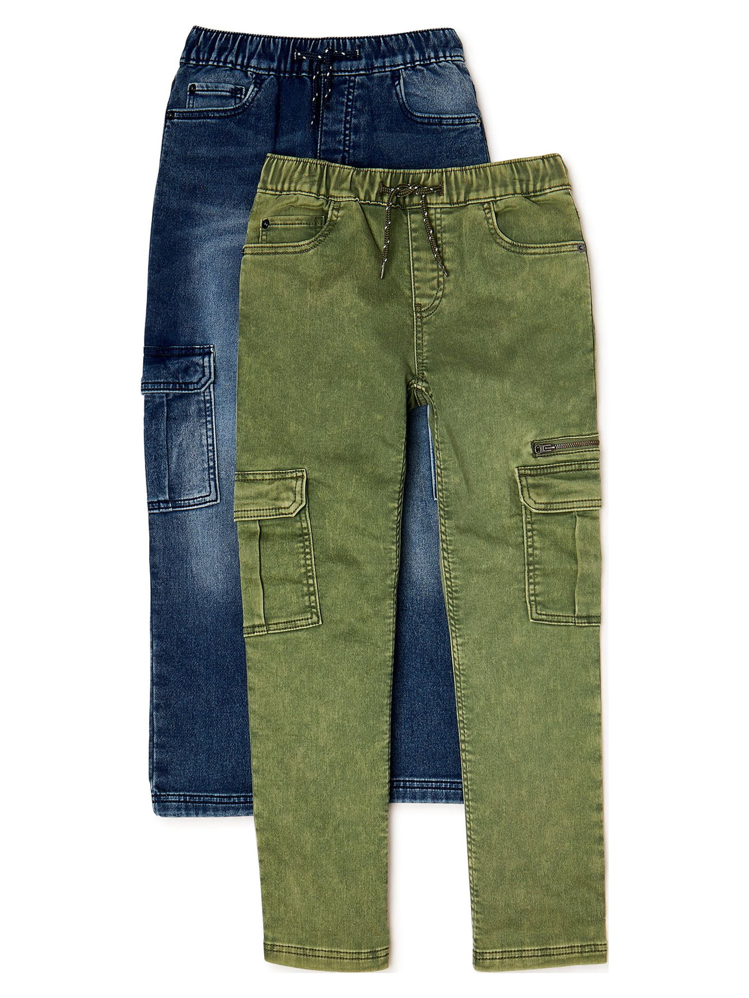 Wonder Nation Boys Denim Joggers 2 Pack Sizes 4 18 Husky Walmart