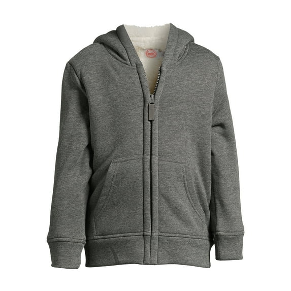 Wonder Nation Boys’ Faux Shearling Hoodie Jacket, Sizes 4-18 Husky