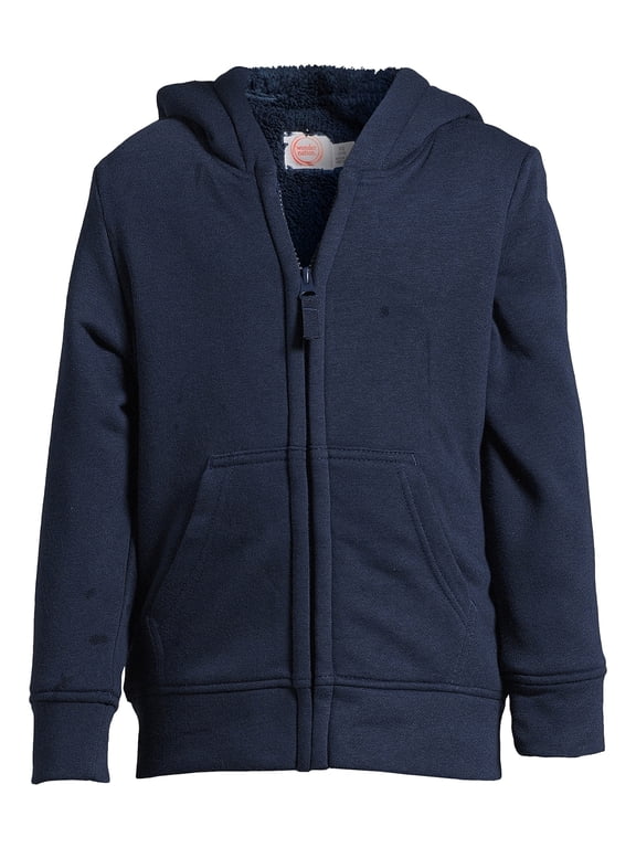 Boys’ Faux Shearling Hoodie Jacket, Sizes 4-18 Husky