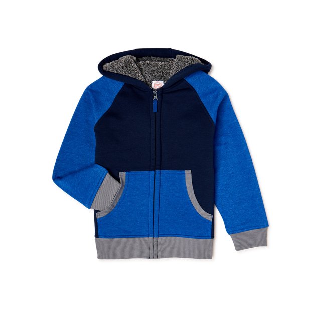 Wonder Nation Boys Faux ShearlingLined Hoodie Jacket with Full Zip