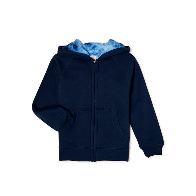 Wonder Nation Boys Faux ShearlingLined Hoodie Jacket with Full Zip