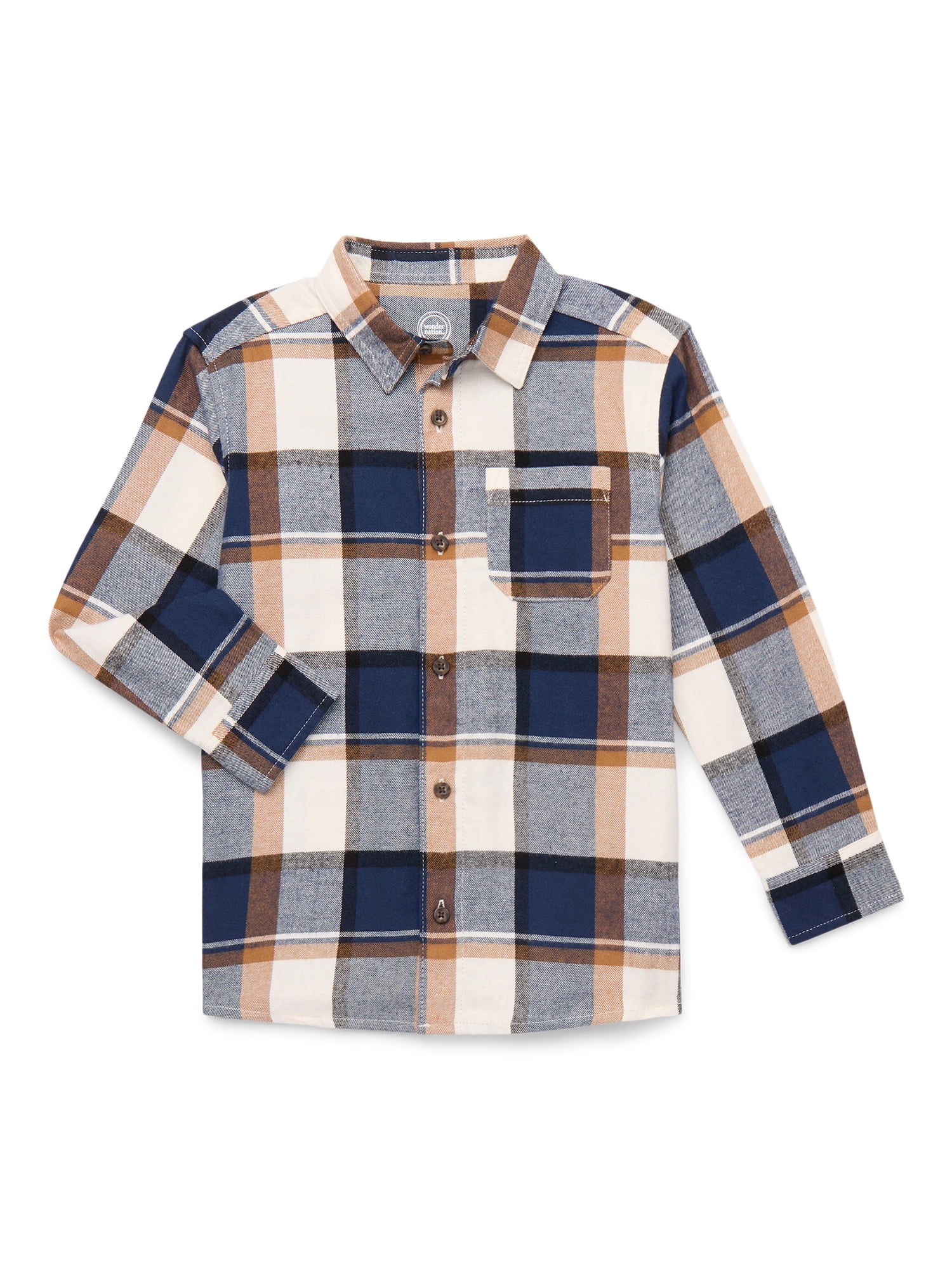 Wonder Nation Boys Long Sleeve Flannel Shirt, Sizes 4-18 & Husky