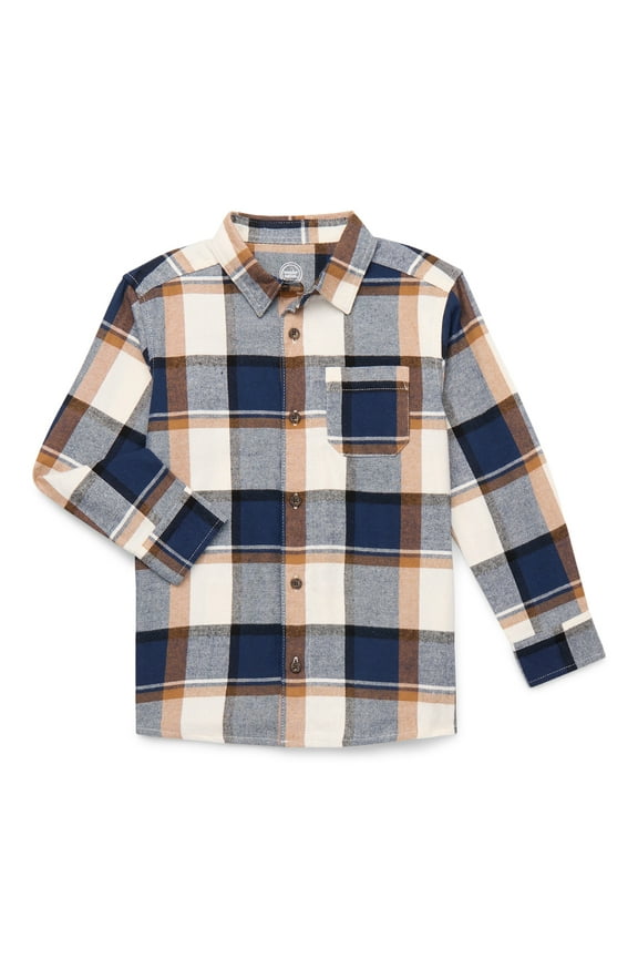 Boys' Long Sleeve Flannel Shirt, Sizes 4-18 & Husky