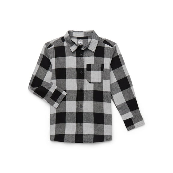 Wonder Nation Boys' Long Sleeve Flannel Shirt, Sizes 4-18 & Husky