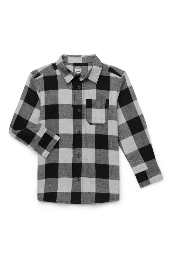Boys' Long Sleeve Flannel Shirt, Sizes 4-18 & Husky