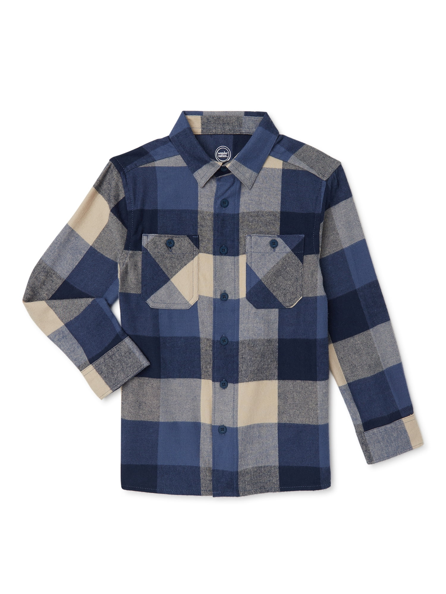 Wonder Nation Boys Flannel Shirt, Sizes 4-18 & Husky - Walmart.com