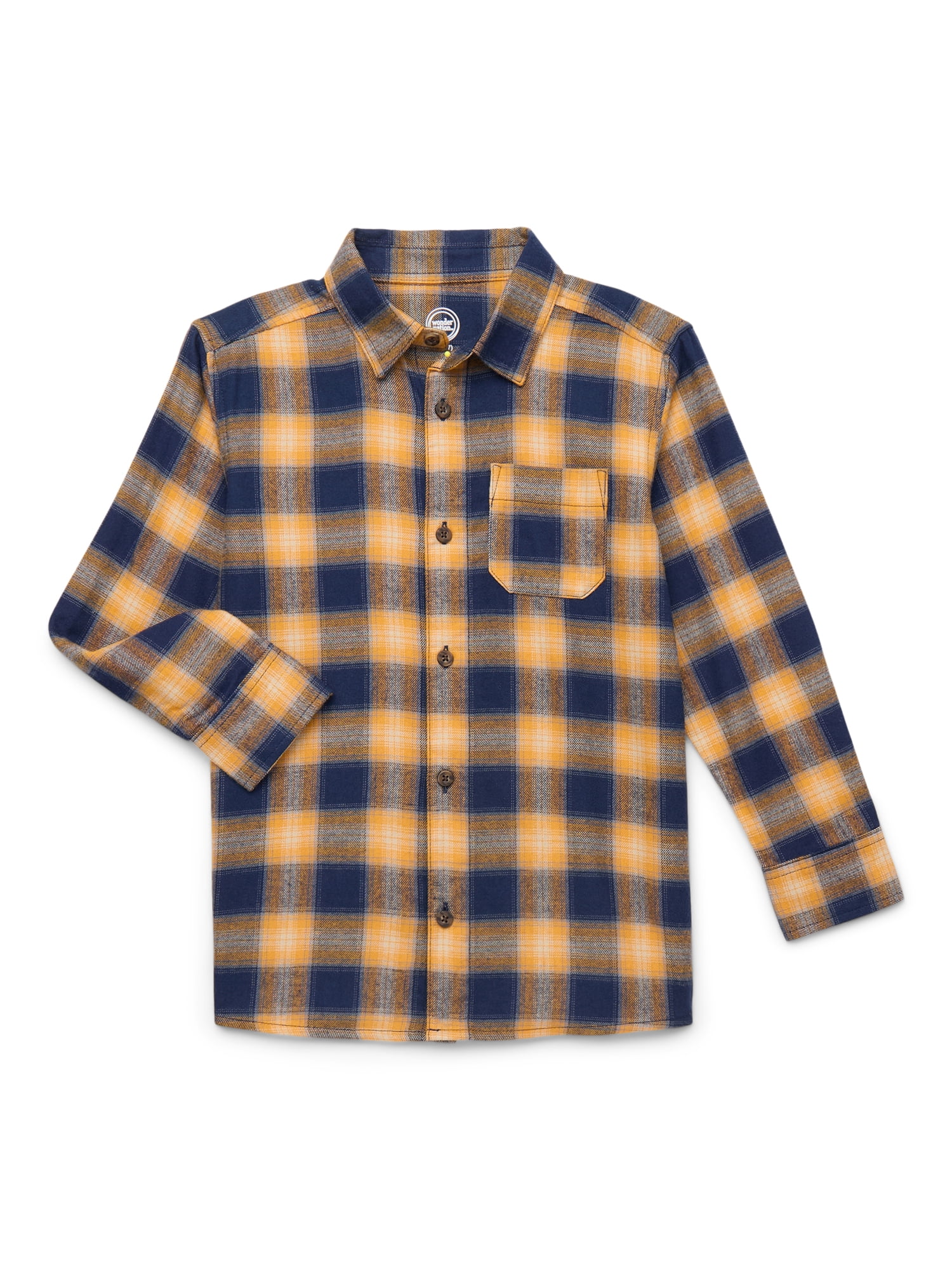 Wonder Nation Boys' Long Sleeve Flannel Shirt, Sizes 4-18 & Husky