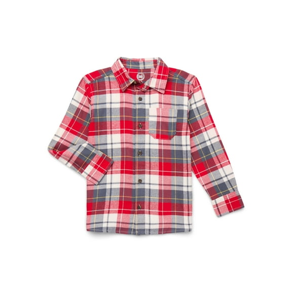 Wonder Nation Boys' Long Sleeve Flannel Shirt, Sizes 4-18 & Husky