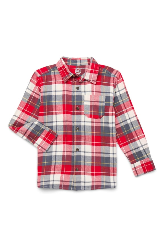 Boys' Long Sleeve Flannel Shirt, Sizes 4-18 & Husky