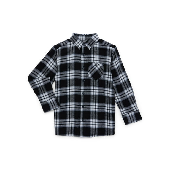 Wonder Nation Boys Long Sleeve Flannel Shirt, Sizes 4-18 & Husky