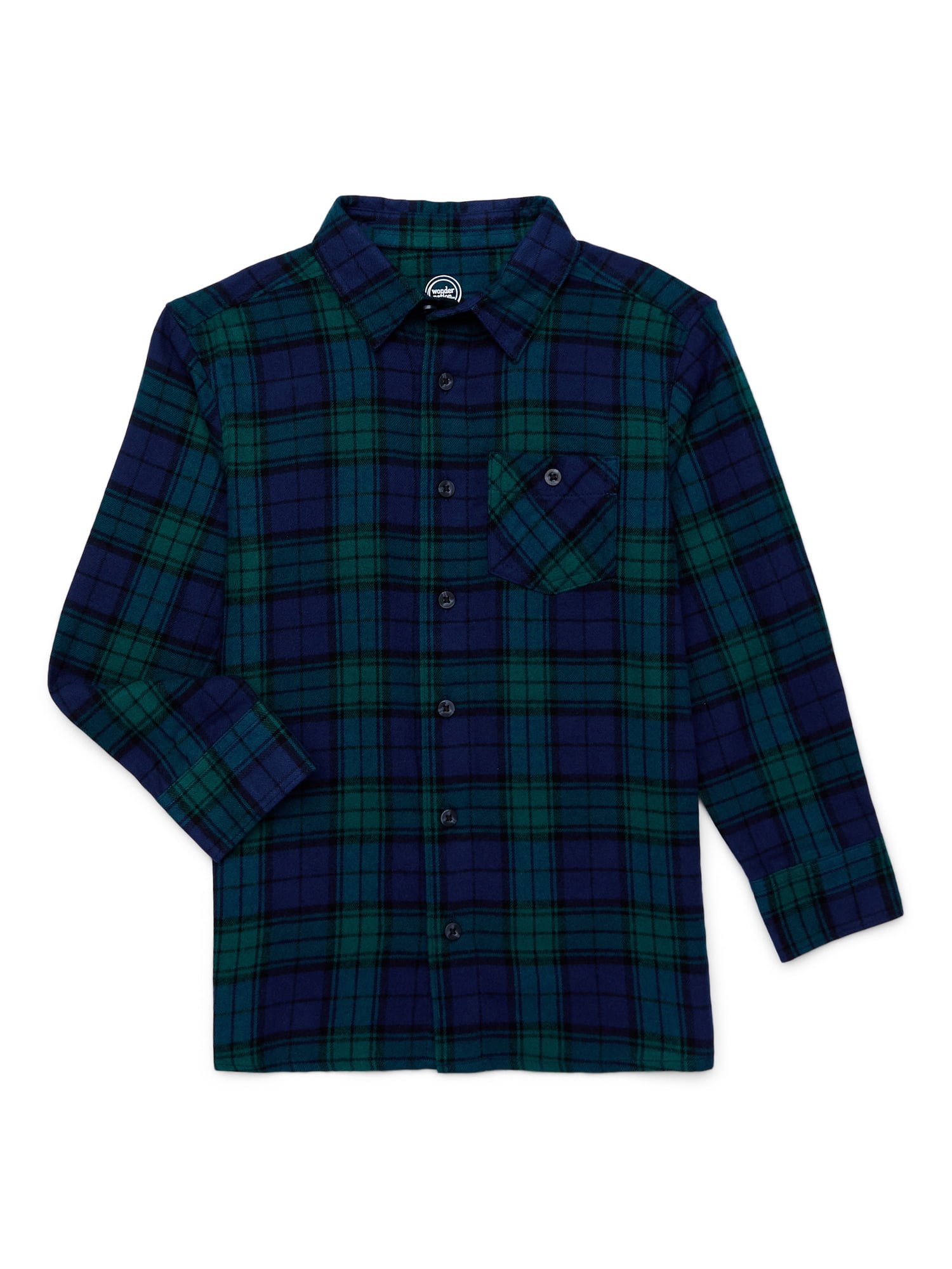 Wonder Nation Boys Flannel Shirt - Long Sleeve - Sizes 4-18 - Walmart.com