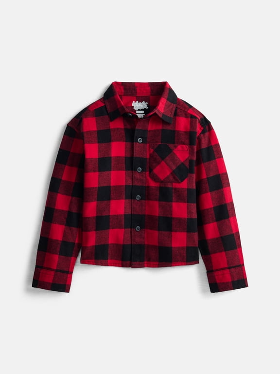 Boys' Flannel Shirt with Long Sleeves, Sizes 4-18 & Husky
