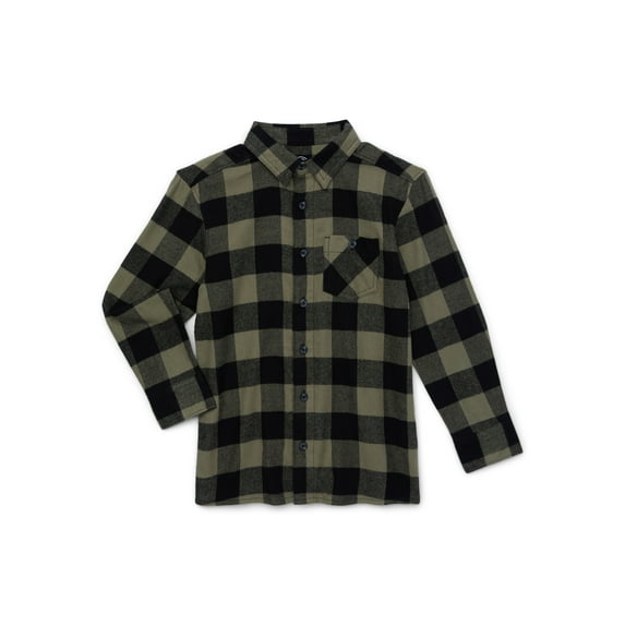 Wonder Nation Boys Long Sleeve Flannel Shirt, Sizes 4-18 & Husky