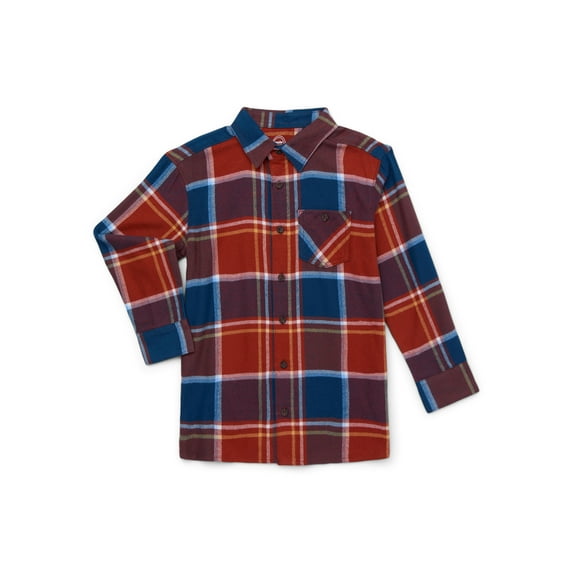 Wonder Nation Boys Long Sleeve Flannel Shirt, Sizes 4-18 & Husky