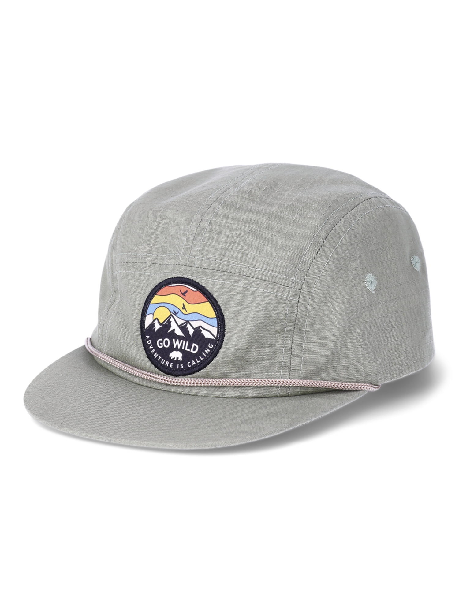Wonder Nation Boys Flat Bill Hat with Printed Patch, Terrace Green