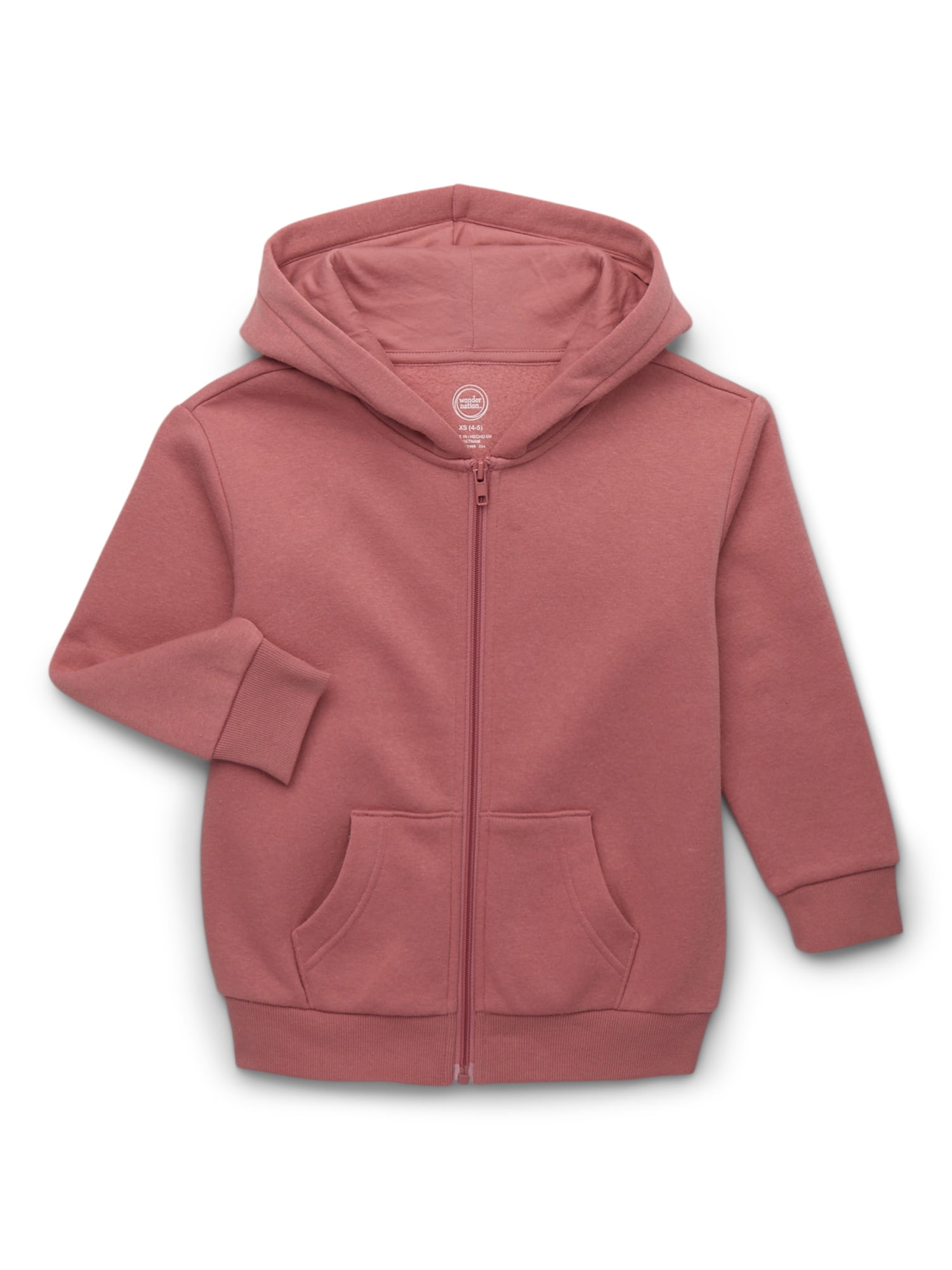 Wonder Nation Kids Unisex Fleece Full Zip Hoodie, Sizes 4-18 & Husky