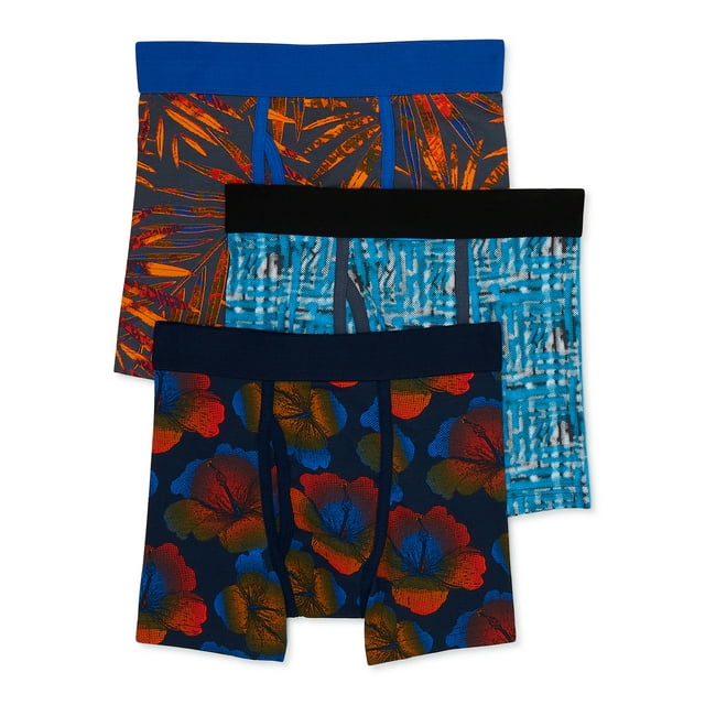 Wonder Nation Boys Flower Boxer Briefs, 3 Pack, Sizes S-XL