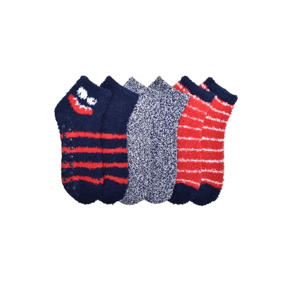 Wonder Nation Boys Funny Face Icon Cozy Ankle Socks, 3-Pack, Size L, Shoe Sizes 3-9