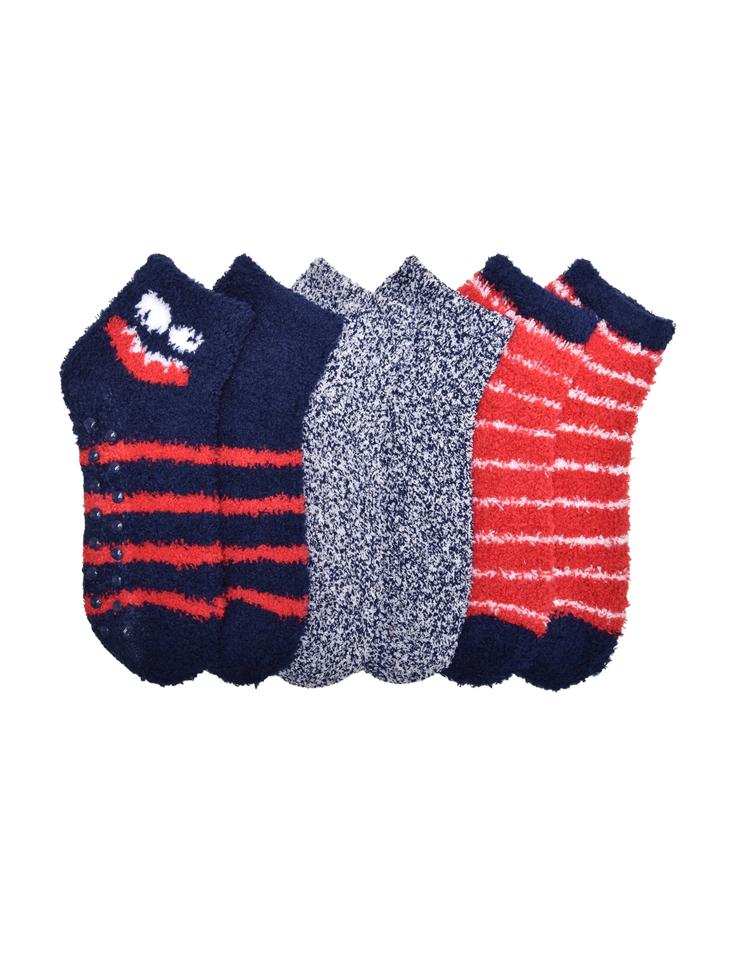 Wonder Nation Boys Funny Face Icon Cozy Ankle Socks, 3-Pack, Size S, Shoe Sizes 4-8.5