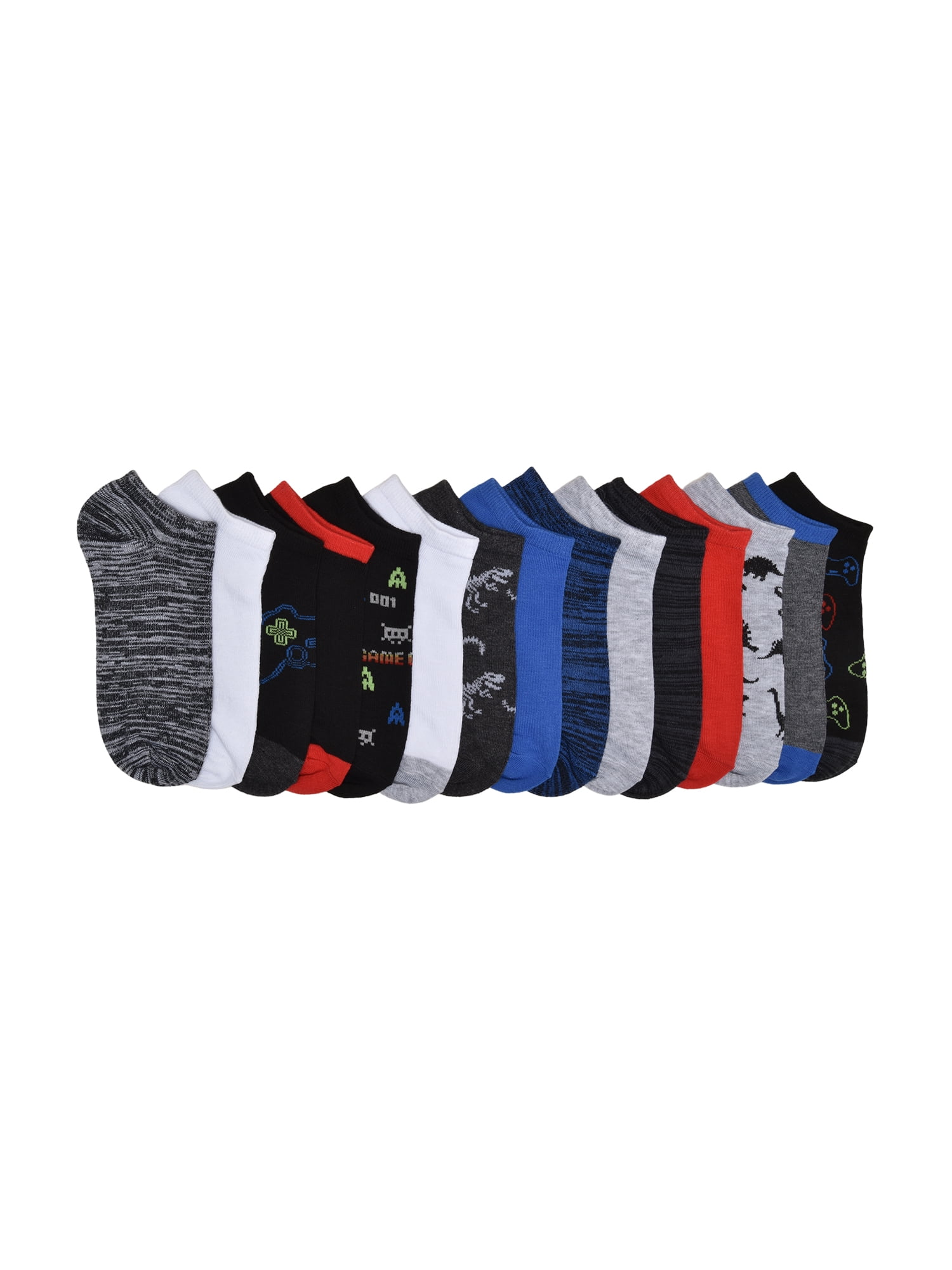 Wonder Nation Boys Gamer No-Show Socks, 15-pack, Size Medium (Shoe Size 9-2.5)