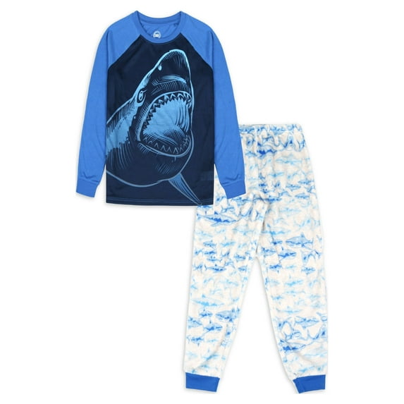 Wonder Nation Boys Glow in the Dark Long Sleeve Shirt and Pant Pajama Set, 2-Piece, 4-18 & Husky