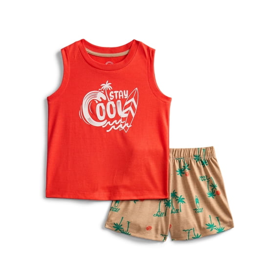 Wonder Nation Boys Graphic Tank Top and Shorts Sleep Set, 2-Piece, Sizes 4-18
