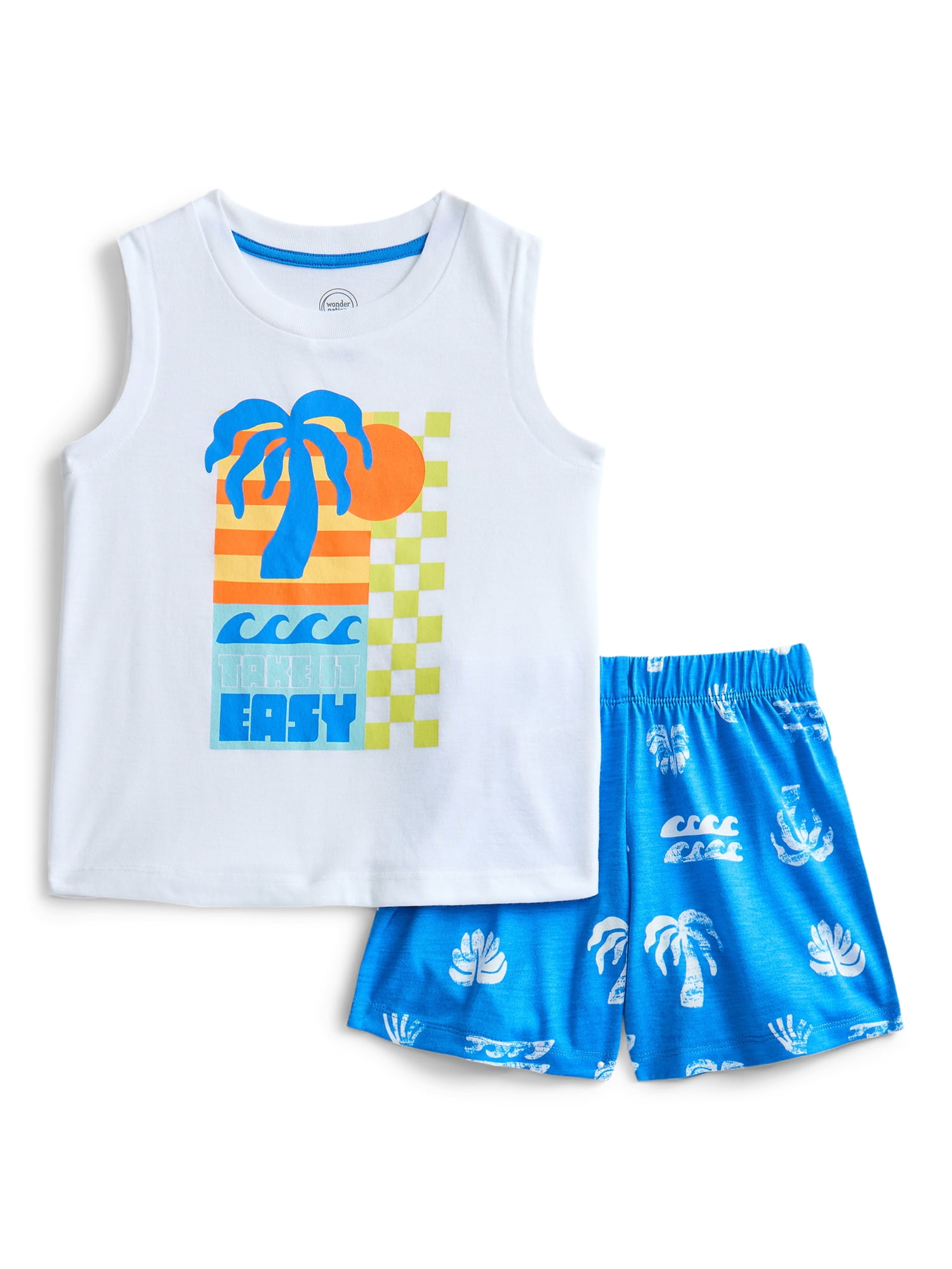 Wonder Nation Boys Graphic Tank Top and Shorts Sleep Set, 2-Piece, Sizes 4-18