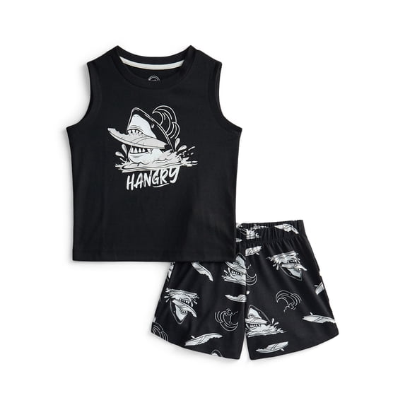 Wonder Nation Boys Graphic Tank Top and Shorts Sleep Set, 2-Piece, Sizes 4-18