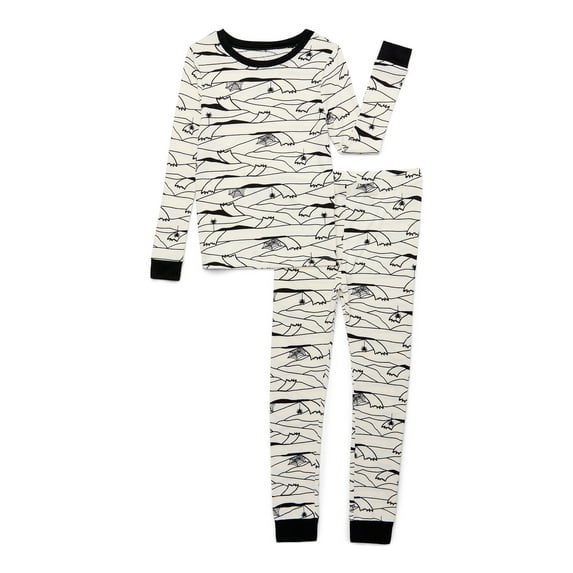 Wonder Nation Boys Halloween Long Sleeve Top and Pants, 2-Piece Sleep Pajama Set, Sizes 4-10