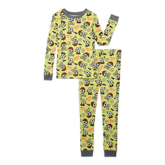 Wonder Nation Boys Halloween Long Sleeve Top and Pants, 2-Piece Sleep Pajama Set, Sizes 4-10