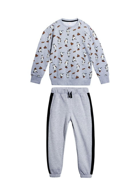 Cool Boy Animal Sweatshirt & Jogger Cream & Brown Set main image 0